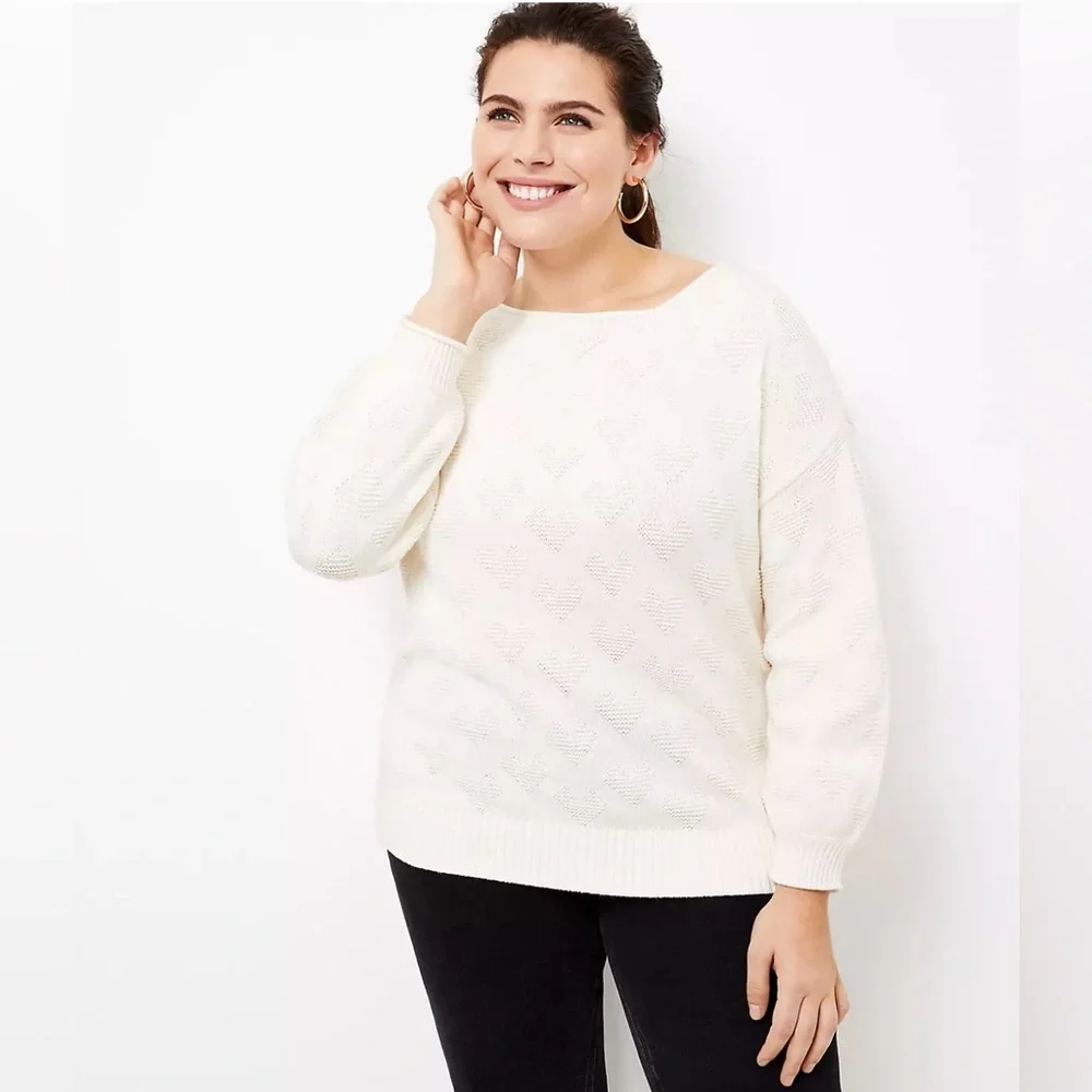 Loft Boatneck Heart Sweater